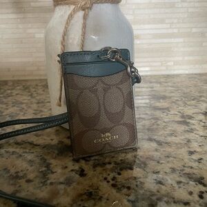 Coach Green and Brown ID Holder
